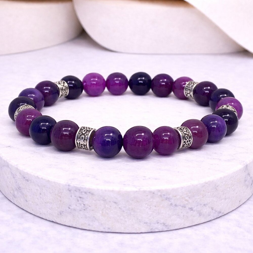 Natural Purple Sugilite Stone 8mm Beads Stretch Bracelet Crystal Jewelry